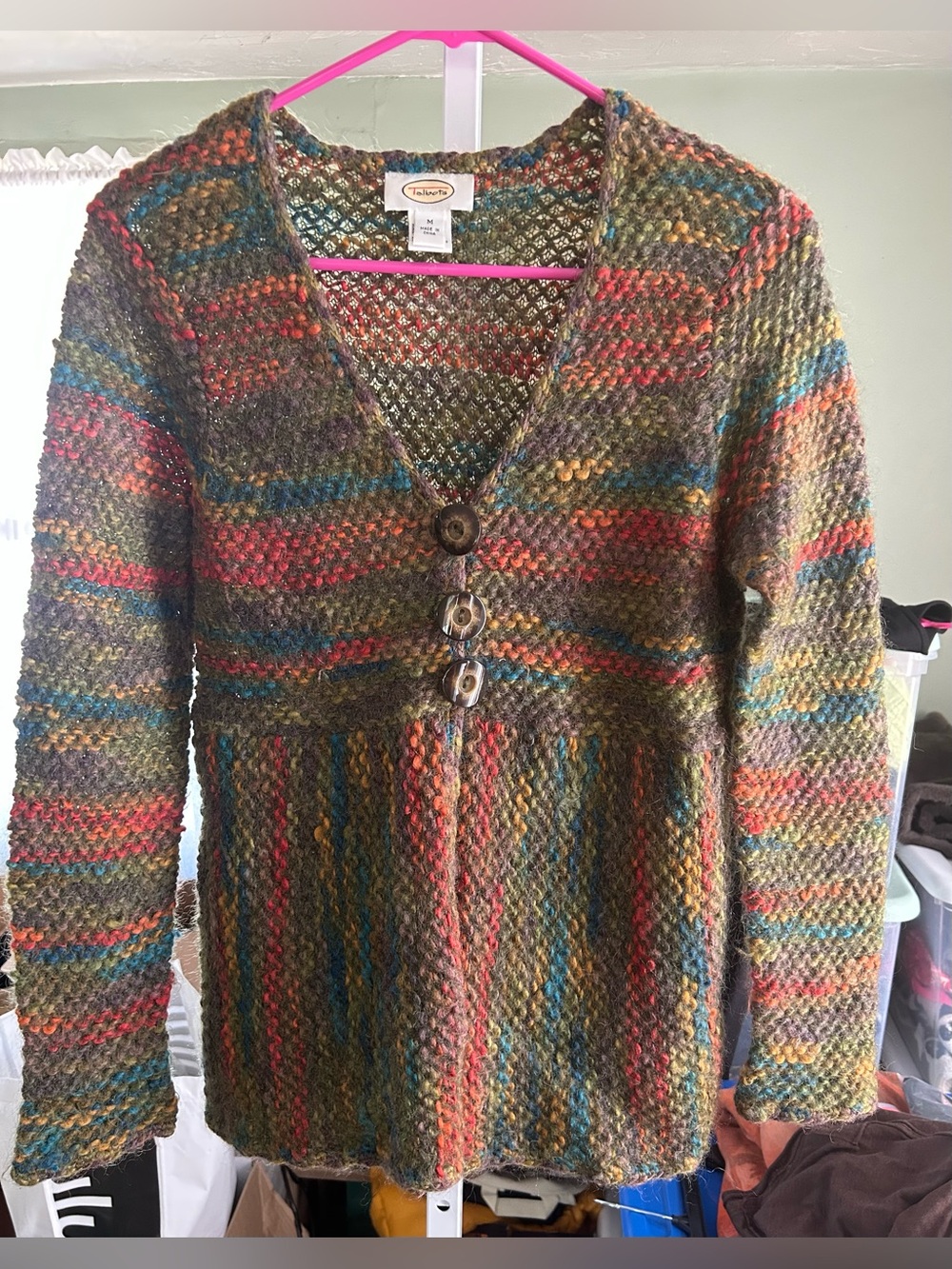 Talbots Multicolor Knit V-Neck Button Front Women's Sweater